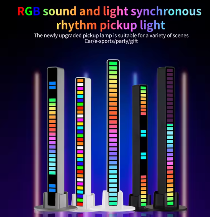 GFIDEL RGB Sound Control Light,Wireless Voice-Activated Pickup Music Rhythm Lights, Colorful LED Ambient Light,with 8 Modes Music Sync 32-Bit Audio Spectrum Light for Car,Gaming