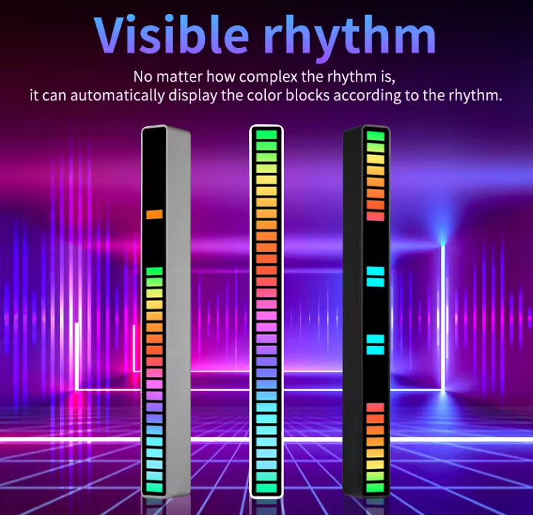 GFIDEL RGB Sound Control Light,Wireless Voice-Activated Pickup Music Rhythm Lights, Colorful LED Ambient Light,with 8 Modes Music Sync 32-Bit Audio Spectrum Light for Car,Gaming