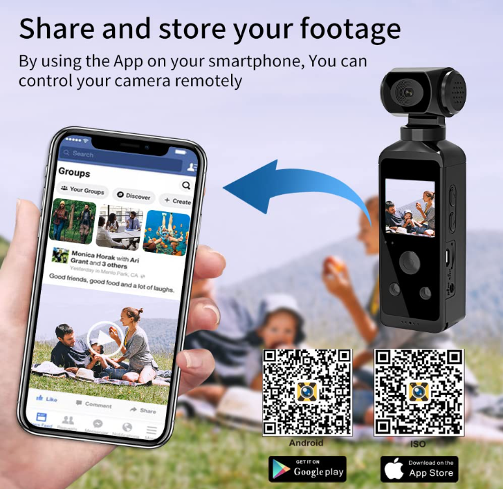 GFIDEL 4K HD Pocket Camera, 270° Rotatable