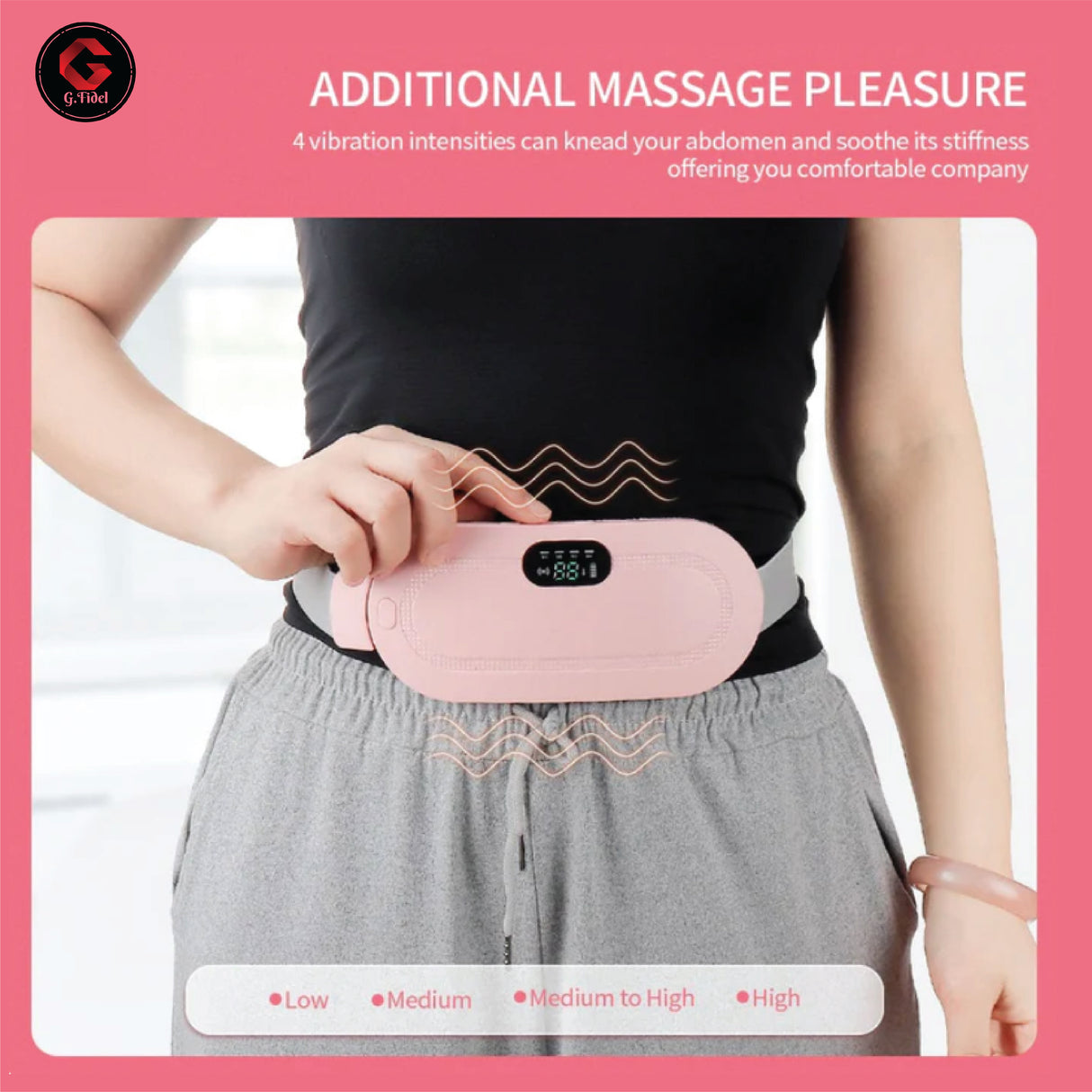 GFIDEL Portable Menstrual Heating Pad, Digital Display Period Heating Pad with 3 Heat Levels and 3 Massage Modes, Back or Belly Fast Heating