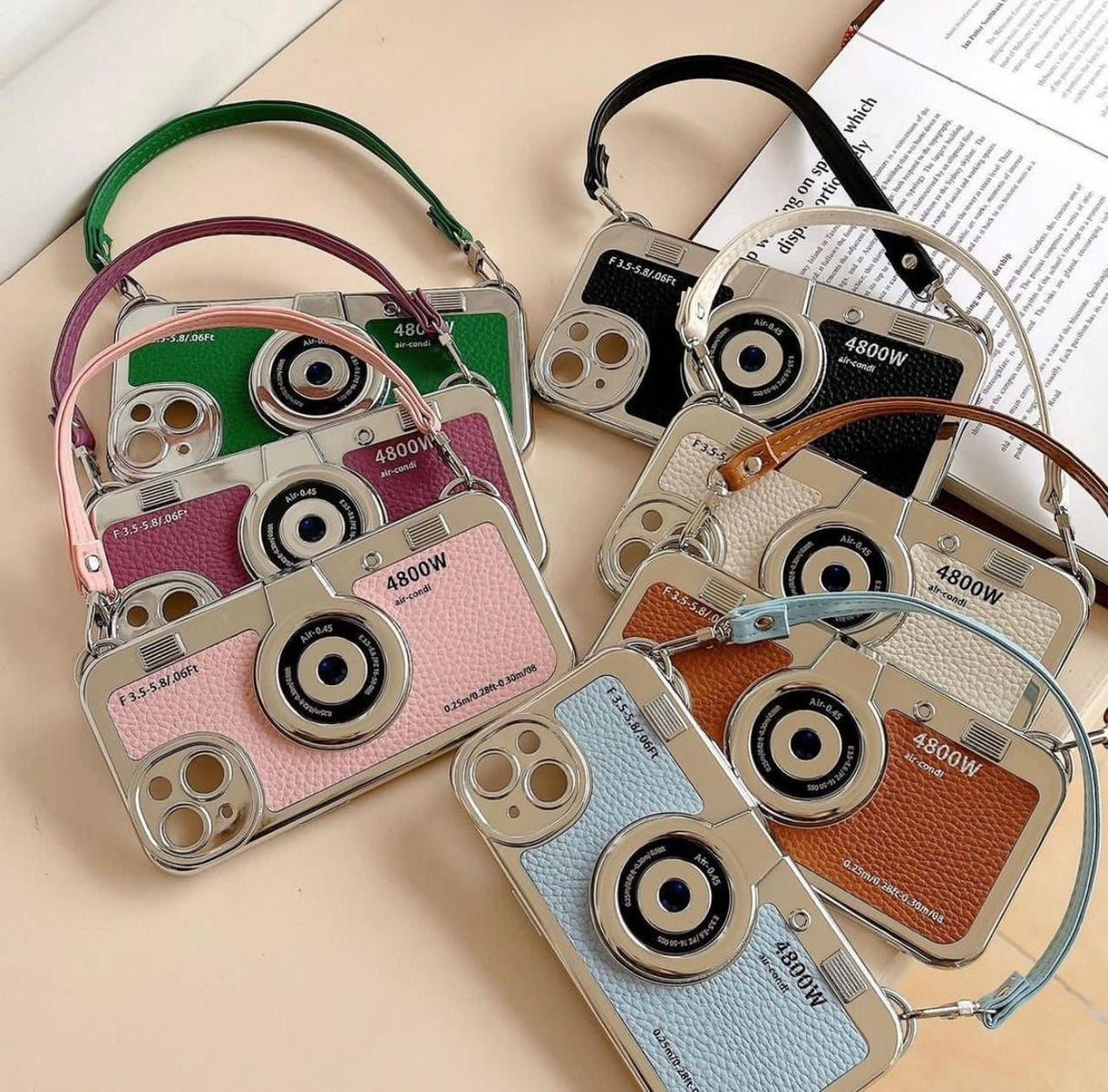 IPHONE 11,12,13,14 3D SUPER COOL RETRO CAMERA DESIGN SILICONE CASE COVER WITH COLOURFUL STRAP.