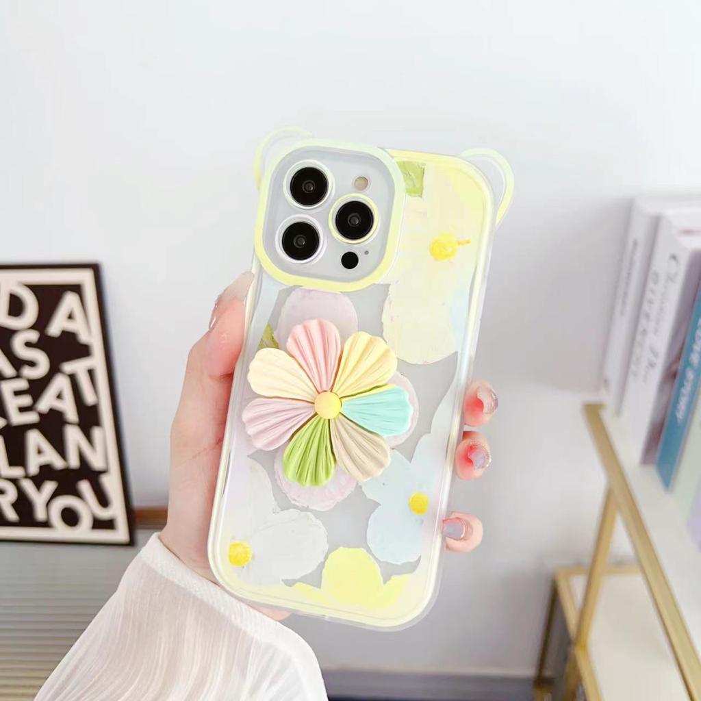 G.Fidel iphone series 12/13/14 Floral Design Soft Silicon case with pop Out Holder.