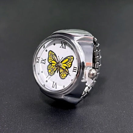 GFIDEL Quartz Finger Ring Watch, Watch Ring Watch Bezel Stainless Steel Round Analog Ring Watch for Men Women Ring Watch for Gift