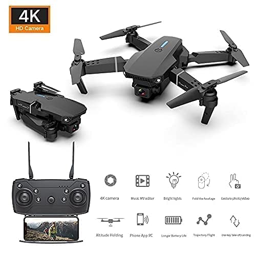 GFIDEL Foldable  Drone with dual HQ WiFi Camera. Remote control with Gesture Selfie, Flips Bounce Mode. (Black Colour)