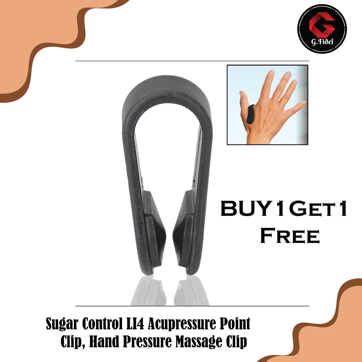 GFIDEL Sugar Control LI4 Acupressure Point Clip | Headache, Migraine &Tension Relief | Light Weight (PACK OF 2)