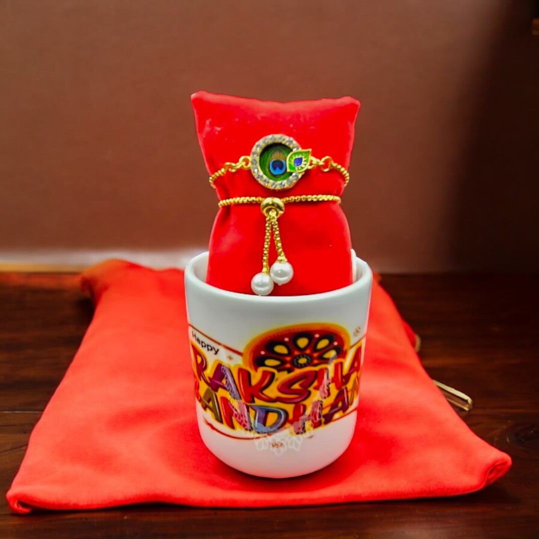 🎁 GFIDEL Rakhi Gift Set: Personalized Mug & Chain Rakhi Combo 🌟 Perfect for Brothers & Sisters!  (1Mug+1Rakhi))