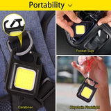 G.FIDEL Multifunction Keychain Led Light with Bottle Opener, Magnetic Base and Folding Bracket Mini Cob 500 lumens Rechargeable Multifunctional Keychain Emergency Light Keychain (Square, Metal)