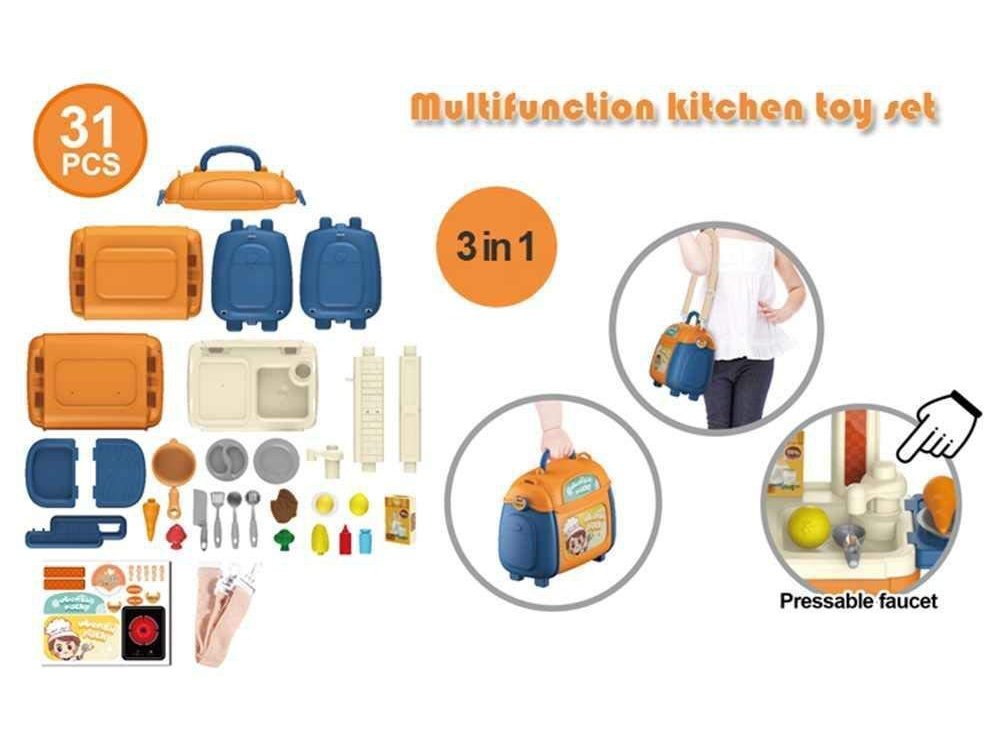 G.FIDEL 3 in 1 Multi Function Pretend Mobile Kitchen Playset